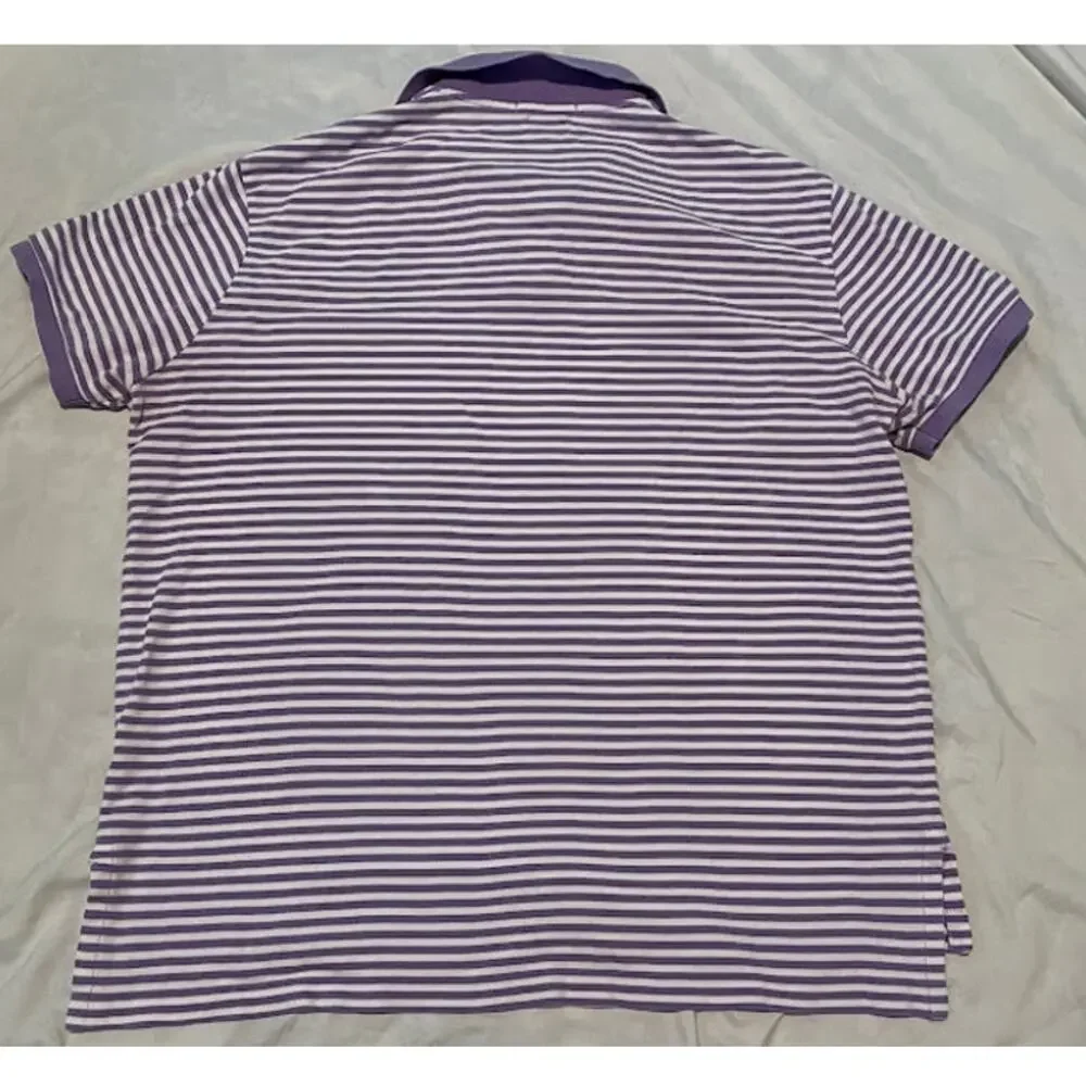 Polo Ralph Lauren Men's Custom Fit Striped Polo Shirt Purple White Size L